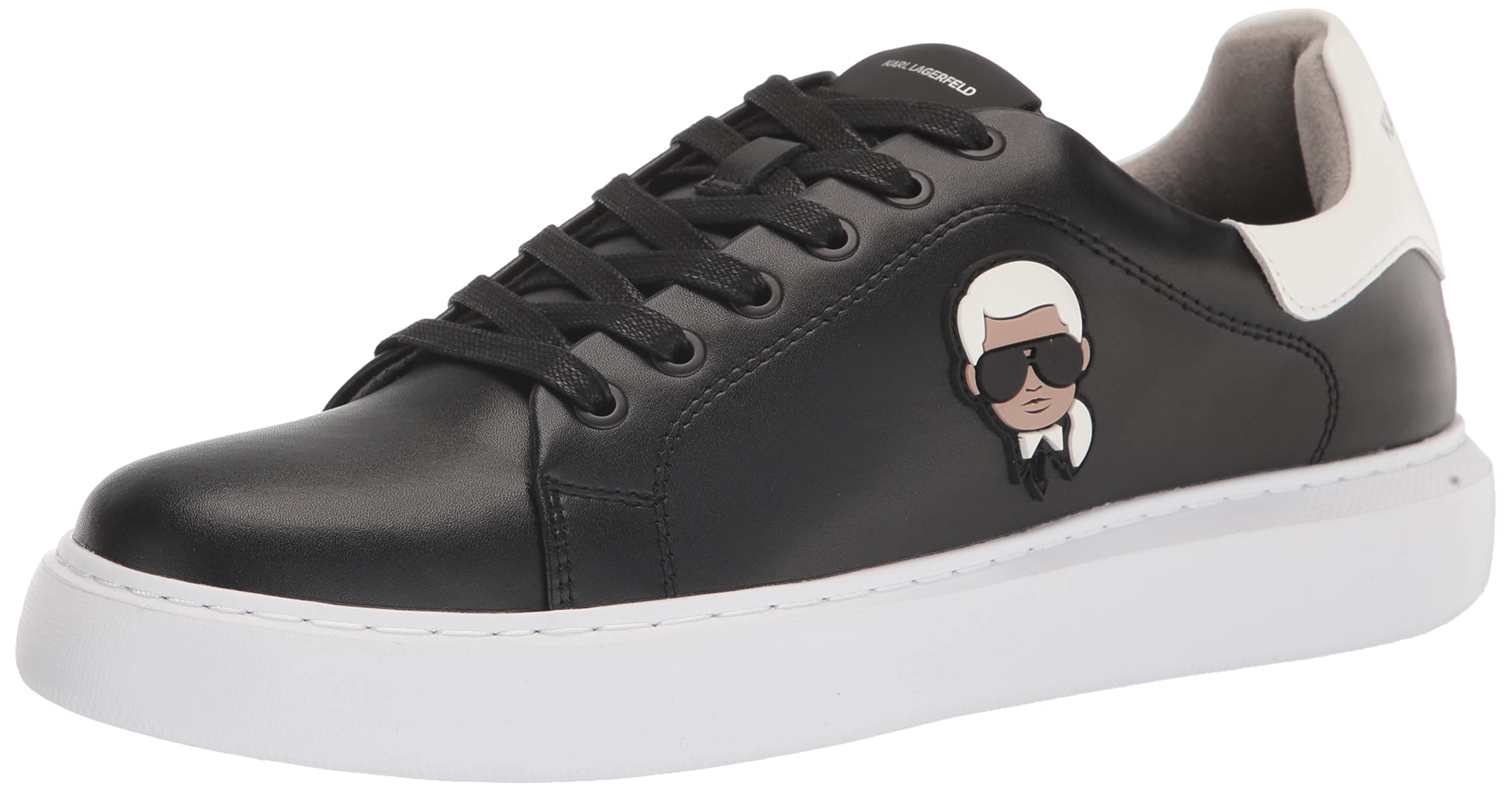 Karl Lagerfeld Paris Men’s Lightweight Phylon Sole Leather Sneaker, Black, 11.5