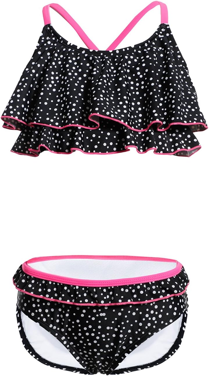 DAYU Girls Swimsuit Children's Neon Lights Print Bikini Swimwear Girls Bikini -Age 6-14