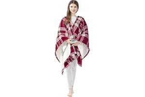 Beautyrest Reversible Faux Sherpa to Fleece Electric Wrap Poncho Blanket Shawl Wearable, Auto Shut Off, Virtually Zero EMF, Multi Heat Setting, UL Certified, Machine Washable, Red Plaid 50" x 64"