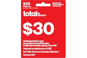 TOTAL WIRELESS Total by Verizon $30 - Unlimited Talk and Text, 5G Data and HS/Monthly