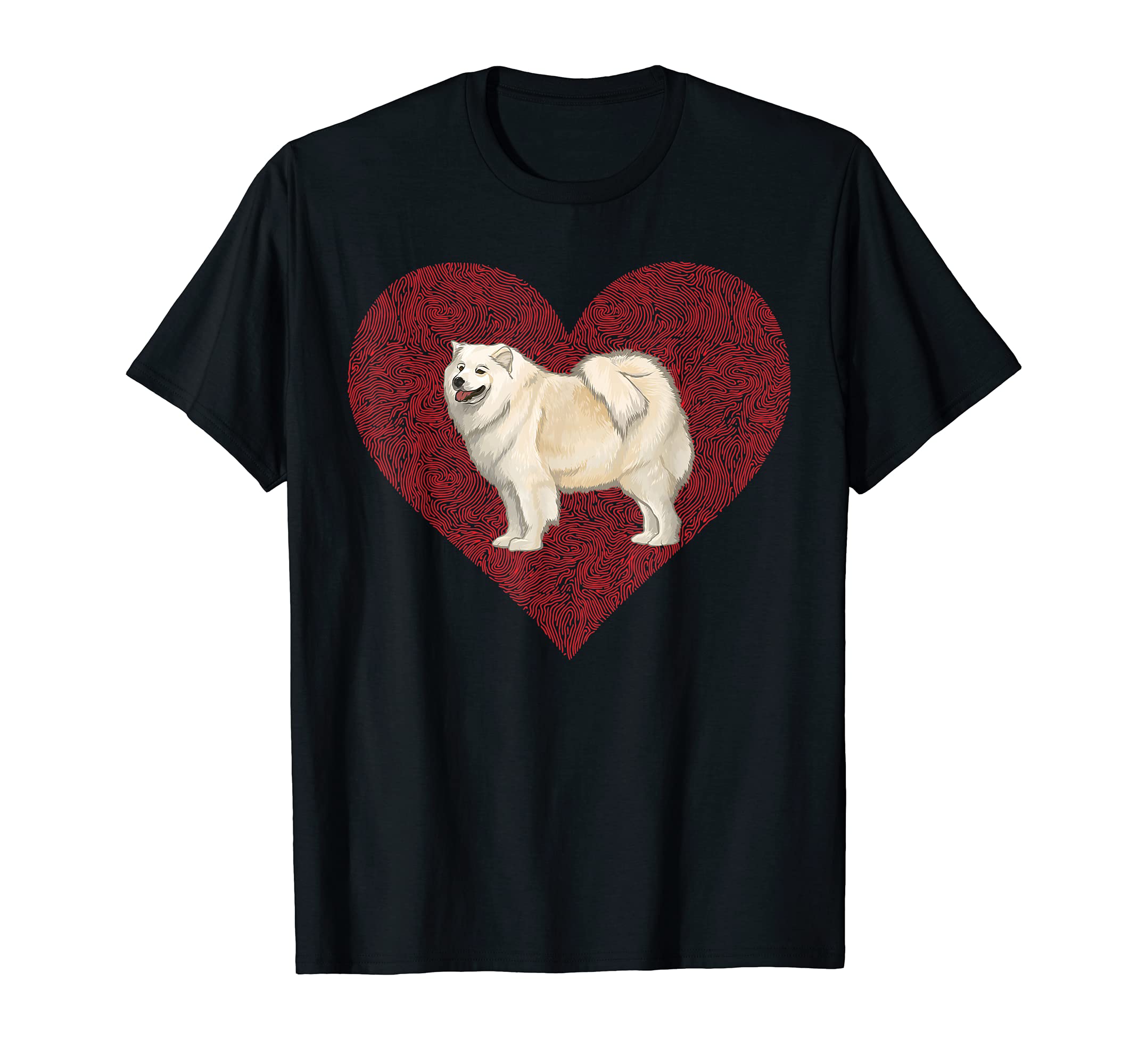 Samoyed Valentines Day Dog Love Fingerprint T-Shirt