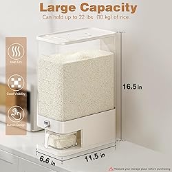 GUDEMAY Rice Dispenser with Measuring Cup and Fresh