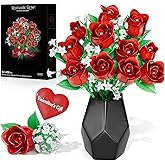 eafzv Flowers Bouquet Building Sets for Adults, Valentine's Day Gifts for Her and Him Mother's Day Valentines Birthdays Gift, Botanical Collection DIY Rose Toy Kit, Home Office Decor