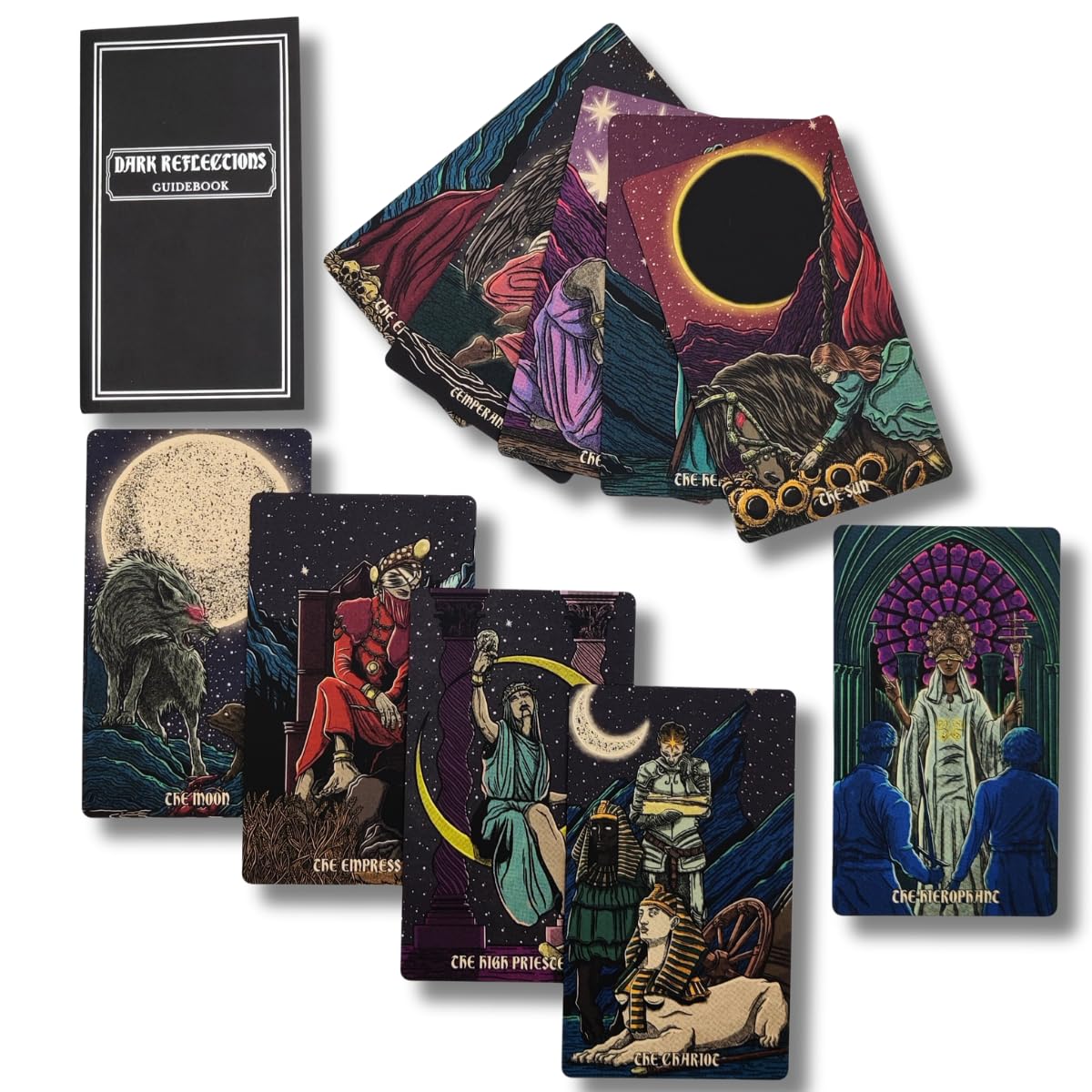 Dark Reflections Tarot Shadow Work Cards Deck, Unique Art Work with Guide Book for Beginners - A Minimalist Tarot Large Deck, Major and Minor Arcana Full Tarot Deck with 78 Cards