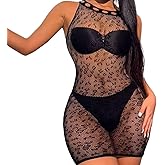 Sexy Hollow Out Sheer Dress for Women High Stretch Backless Halter Mini Dress Seductive Bodycon Skirt