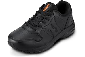 NINGO Non Slip Work Shoes for Women, Water & Oil Resistant Lightweight Food Service Shoes, Lace up Breathable Black Footwear, Comfortable Slip Resistant Walking Sneakers for Chef, Kitchen Restaurant