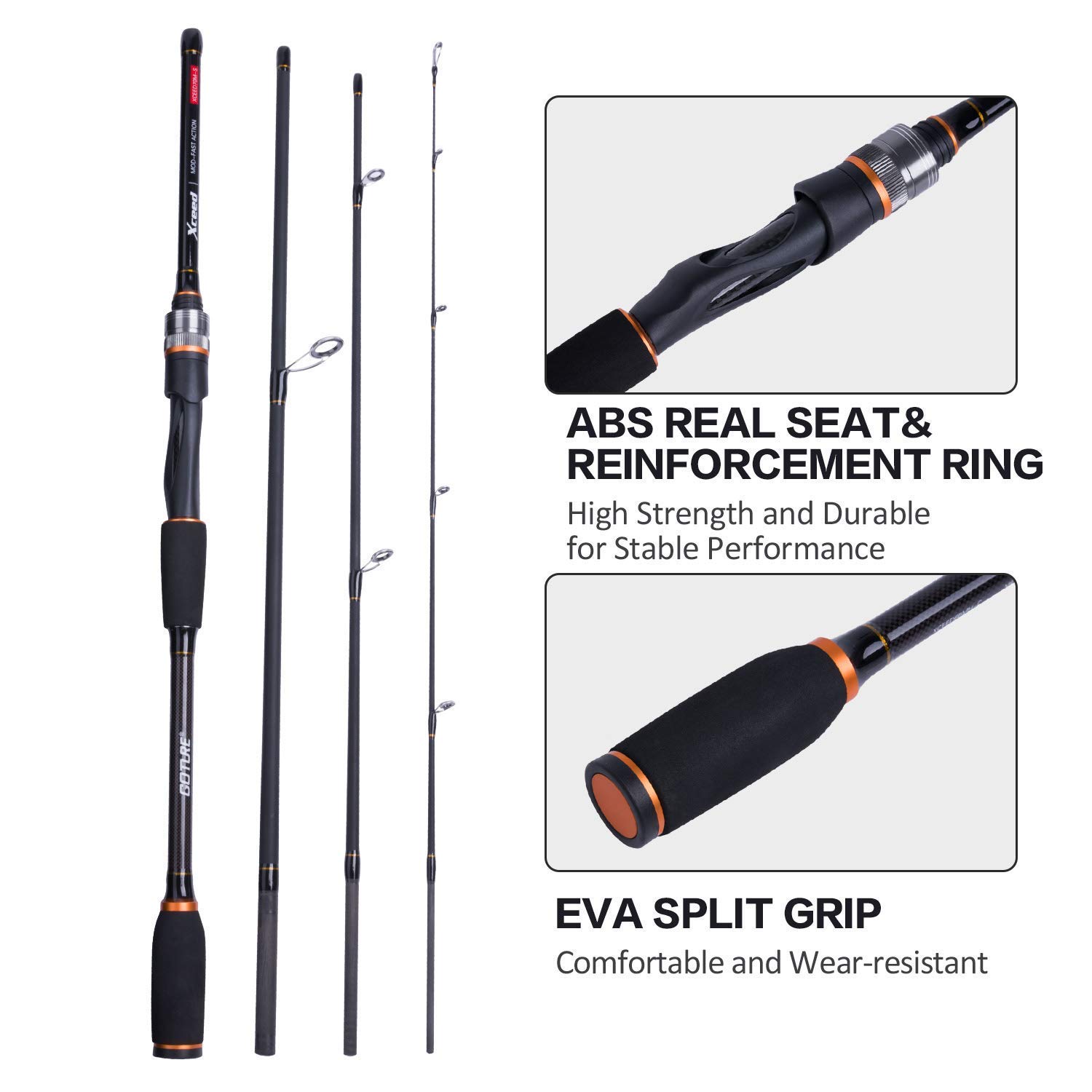 Goture Travel Fishing Rods 4Pcs,Casting/Spinning Rod with Case 6ft-10ft