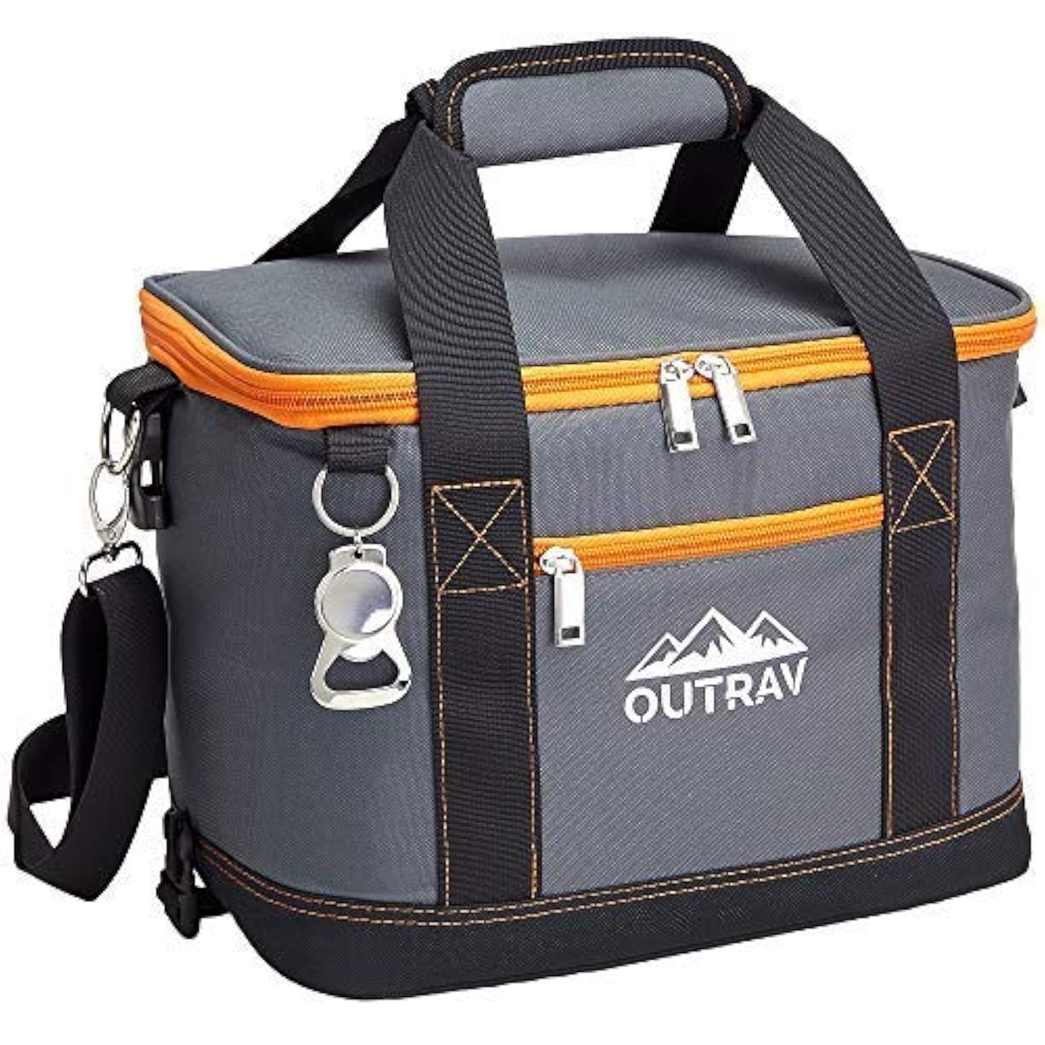 Outrav Orange Insulated Cooler Bag – 6L Collapsible Thermal Lunch Bag with Bottle Opener, 16 Can Capacity – Perfect for Camping, Picnics and Travel - Handles and Removable Shoulder Strap - by
