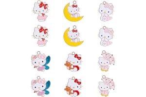 G-Ahora 18PCS Kawaii Charm Gifts Jewelry Accessories Kitty Pendants for DIY Craft Jewelry Making