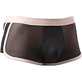 Evankin Men's Sexy Boxer Briefs Breathable Mesh Underwear Low Rise Split Side Arrow Short Pants Trunks Lingerie