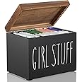 DRASTAR Tampon Holder for Bathroom, Black Feminine Product Organizer, Pad Organize Case with hinged lid, Shark Week Tampon Storage, Lady Stuff Box for Bathroom Accessories