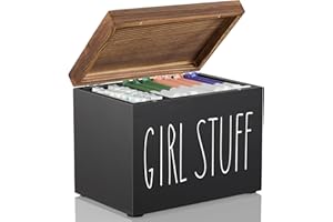 DRASTAR Tampon Holder for Bathroom, Black Feminine Product Organizer, Pad Organize Case with hinged lid, Shark Week Tampon Storage, Lady Stuff Box for Bathroom Accessories