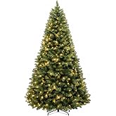 Hykolity 7 ft Prelit Artificial Christmas Tree with 300 Warm White LEDs | 1,213 Branches Tips, Hinged Design and Sturdy Metal Stand
