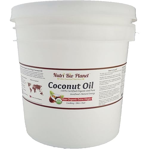 NutriBioPlanet Raw Organic Extra Virgin Coconut Oil, Unrefined, 1 Gallon