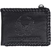 Harley-Davidson Men's Ride Free Bi-Fold Leather Wallet w/RFID Protection - Black