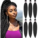 20 Inch Pre Stretched Braiding Hair Long Braid 6 Packs Braiding Hair Extensions Professional Synthetic Fiber Crochet Twist Br