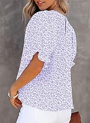 Dokotoo Womens Tops Cute Floral Print Round Neck