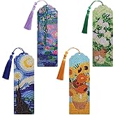 icceemee 4 pcs Oil Painting Themes Diamond Painting Bookmarks, DIY Diamond Art Kits for Adults, Book Corner - Protecting Bookmark Craft Supplies Kits for Book Lovers