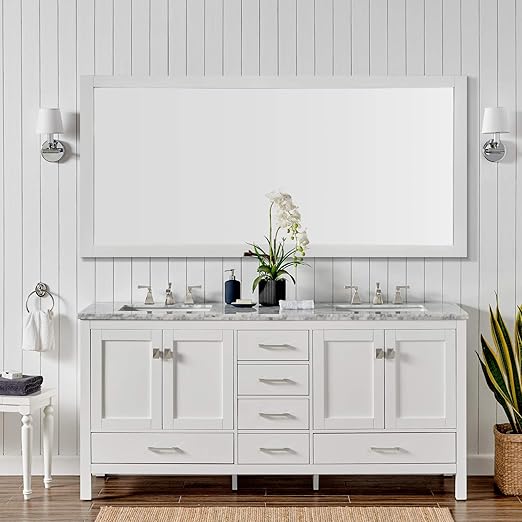 Eviva Evvn412 72wh Aberdeen 72 Transitional White Bathroom Vanity