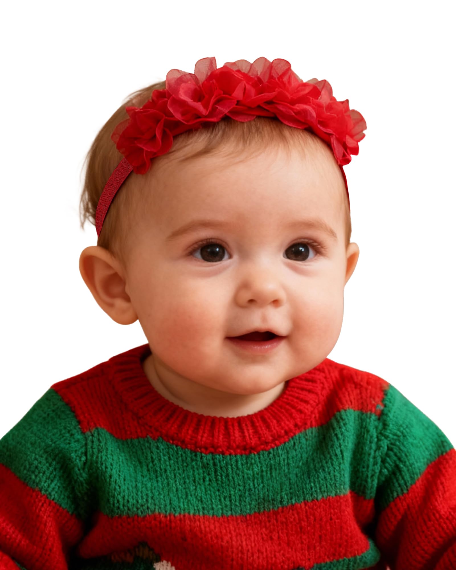 Fmeida Baby Girls Headband Elastic Soft Flower Headbands Hair Accessories for Newborn Infant Toddler Stretchy Floral Baby Headband for Little Girl Kids (Red)