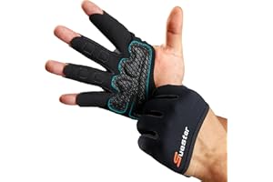 SueStar Partial Weight Lifting Gloves, 3/4 Finger Workout Gloves for Men Women, Full Palm Protection & Silicone Grip Gym for Weightlifting Exercise Fitness Smartwatch Friendly