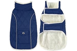 Malier Dog Winter Coat, Windproof Dog Cold Weather Coats with Real Pocket, Winter Extra Warm Pet Coat Fleece Jacket Reflective Clothes for Small Medium Large Dogs and Puppy (Blue, Medium)