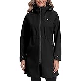 Little Donkey Andy Women's Waterproof Mid-Length Rain Jacket with Hood Windbreaker Coat for Hiking Travel
