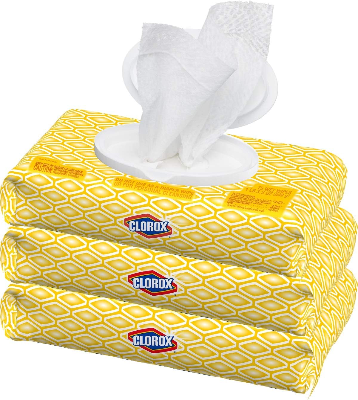 Clorox Disinfecting Bleach Free Cleaning Wipes, 75 Count (Pack of 3): Health & Personal Care