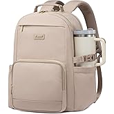 LOVEVOOK Laptop Backpack for Women with Pouch Pocket for Large Capacity Cup,15.6 Inch Laptop Computer Bag Travel Backpack Purse,Waterproof Work Business Backpack College Teacher Bags,Nude