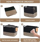 TIMEYARD Woven Storage Basket Cotton Rope 33x25x22.5cm Black Jute view 7