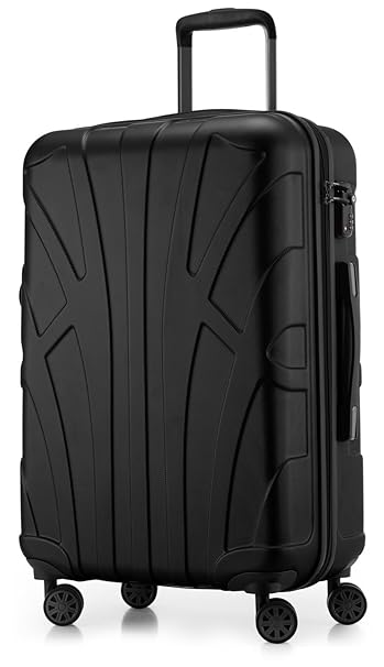 Suitline Hartschalen-Koffer Koffer Trolley Rollkoffer Reisekoffer, TSA, 66 cm, ca. 53 Liter, 100% ABS Matt, Schwarz