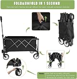 HOFTME Foldable Cart 220LBS Large Capacity All Terrain Wheels Black view 4