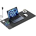 TopMade Wireless Charging Mouse Pad, Gaming Mousepad Home Office Large Desk Pad with Ultra-Smooth Surface, Non-Slip Base, Waterproof Keyboard Mat (Includes 20W PD Power Adapter & 6.56ft Woven Cable)