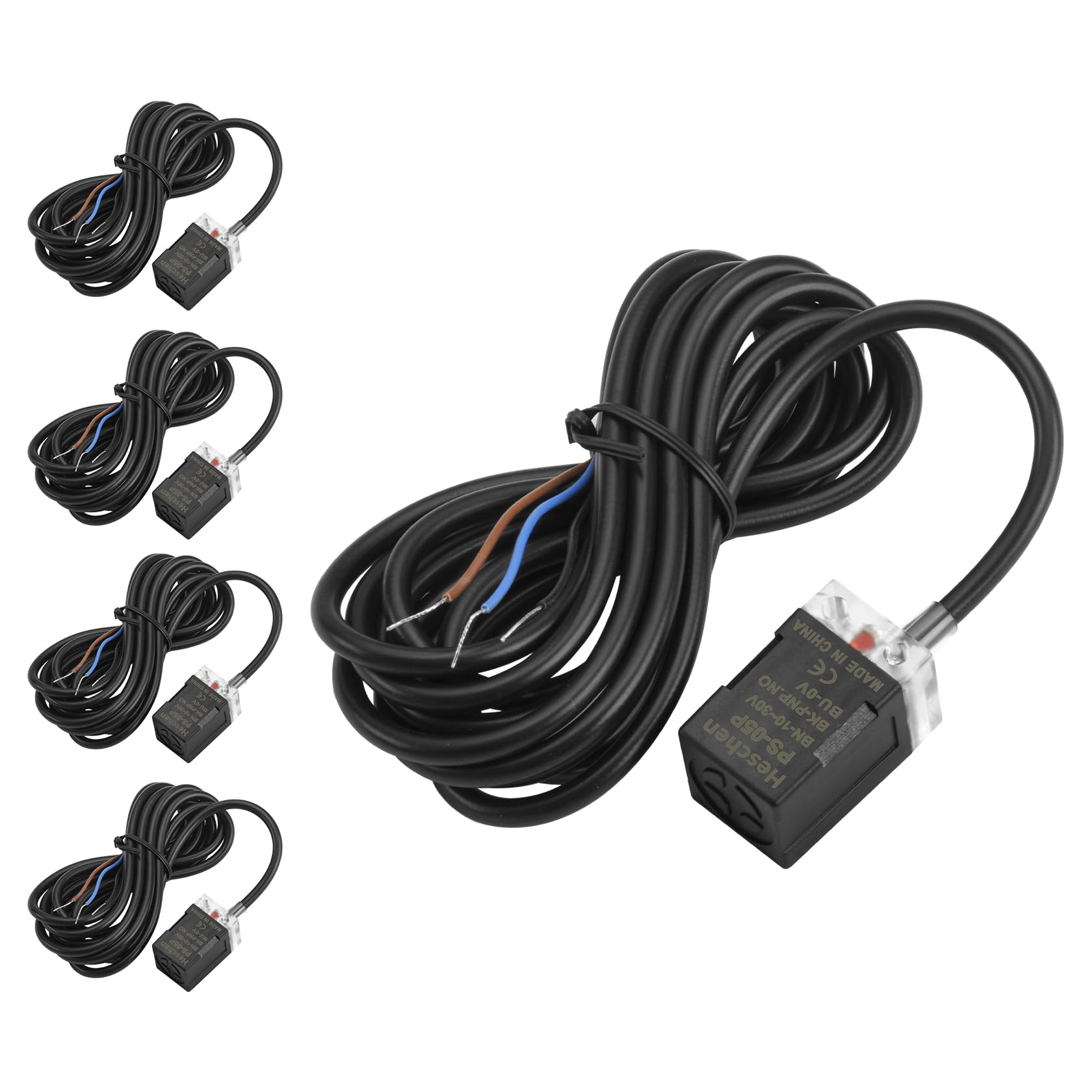 Heschen Inductive Proximity Switch PS-05P, 10-30V 200mA, PNP NO, Sensor Distance 5mm, CE, Pack of 5