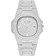 Gosasa Luxury Unisex Watches Crystal Diamond Stainless Steel Watches Quartz Calendar Big Face Wrist Watch for Women Men