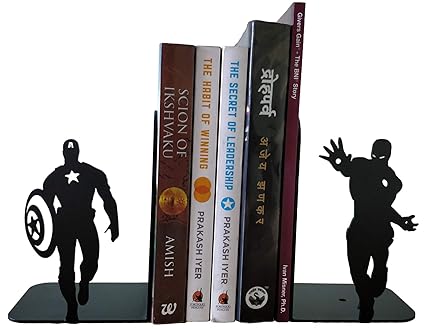 HeavenlyKraft Iron Man Vs Captain America Metal Bookend(Black)