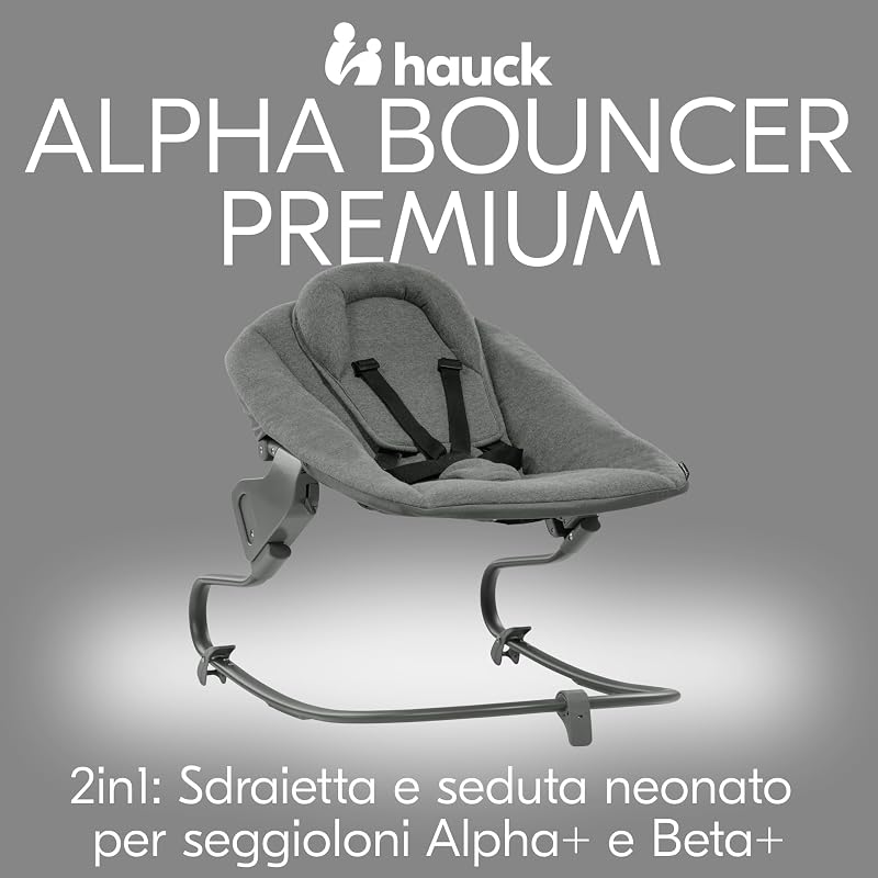 Sdraietta e Riduttore per Seggiolone, Alpha Bouncer Premium Dark Grey