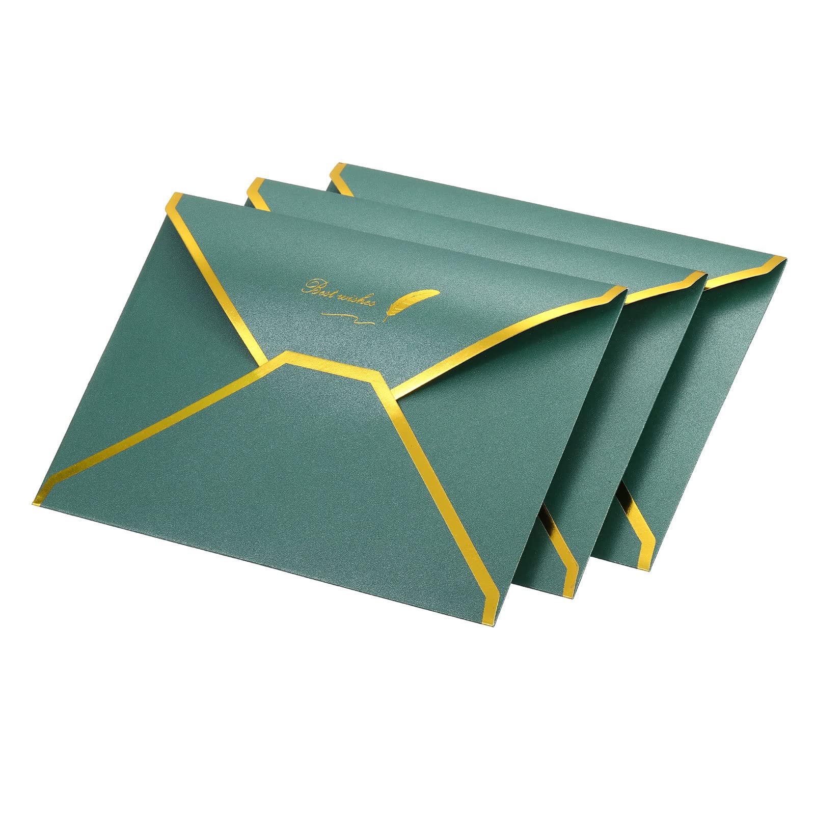 YOKIVE 20 Pack Gift Card Envelopes, V Flap Foil Border | Mini Luxury Mailing Envelope, Great for Invitations Weddings Birthdays(Green)