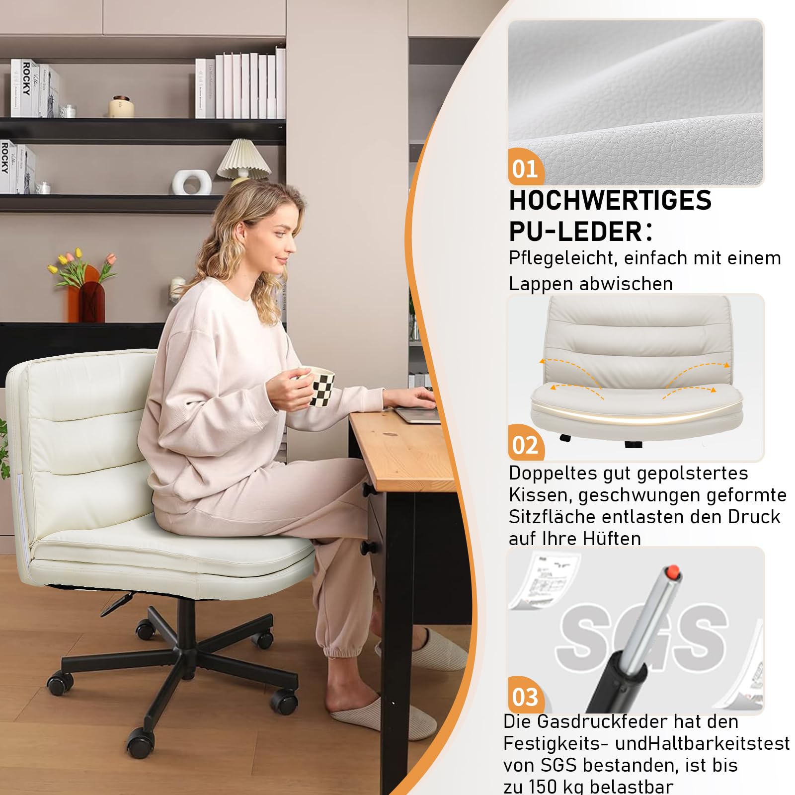 COMHOMA Bürostuhl, ergonomischer schreibtischstuhl mit Mesh, 2D-Kopfstütze, 4D-Armlehnen, Hohe Rückenlehne mit Wipp- & Feststell (90-125°), extra breite Sitzfläche, Belastbarkeit 180 kg, Schwarz 6