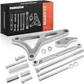 A-Premium Polished Aluminum Alternator Bracket Kit | Compatible with 1980-1992 Ford 351 V8 5.8L Engine