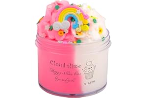 JAJSKUWA Pink Rainbow Cloud Slime for Girls Toys，Scented DIY Slime Supplies Kit for Girls and Boys,Fidget Stress Relief Toy for Kids