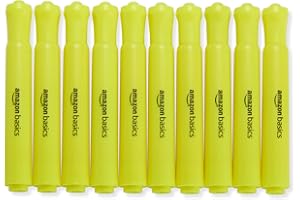 Amazon Basics Highlighters 12 Pack, Yellow Colors, Chisel Tip,Bible Highlighter,Office and School Supplies