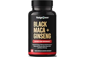 Natgrown Black Maca Root + Panax Ginseng Powder Capsules 1500 mg with Black Peruvian Maca Root & Korean Panax Ginseng Supplement for Men and Women - Vegan Pills (120 Count)