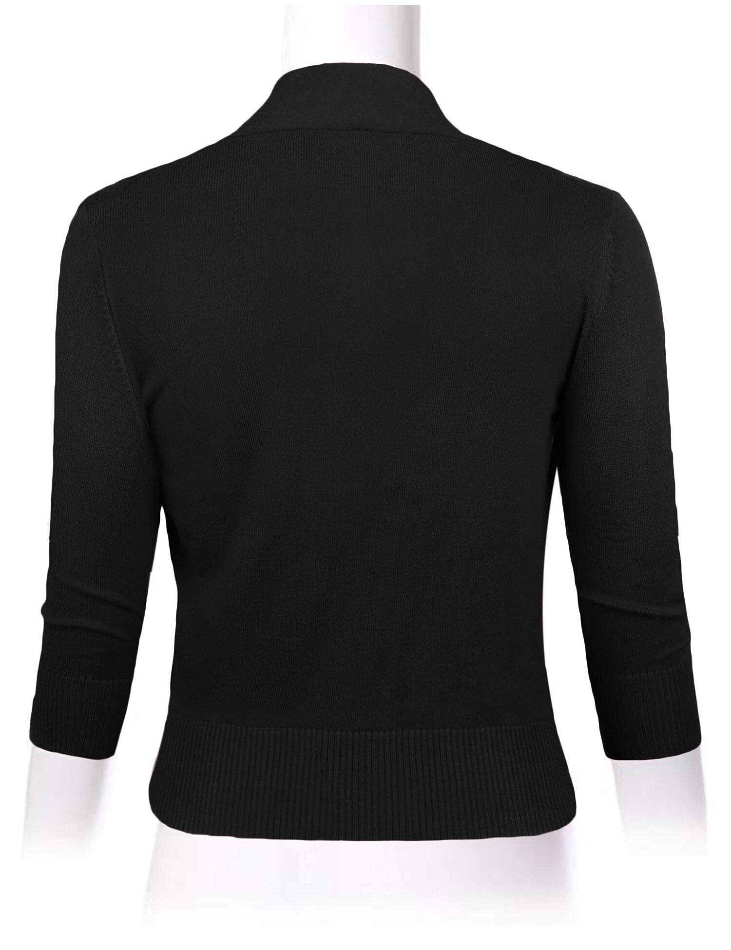 Sarin Mathews Womens 3/4 Sleeve Open Front Cropped Short Knit Cardigan Sweaters Black M