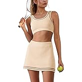 Panadila Womens 2 Piece Skirt Set Workout Outfits Tennis Skorts with Built-in Shorts and Sports Bra Gym Yoga