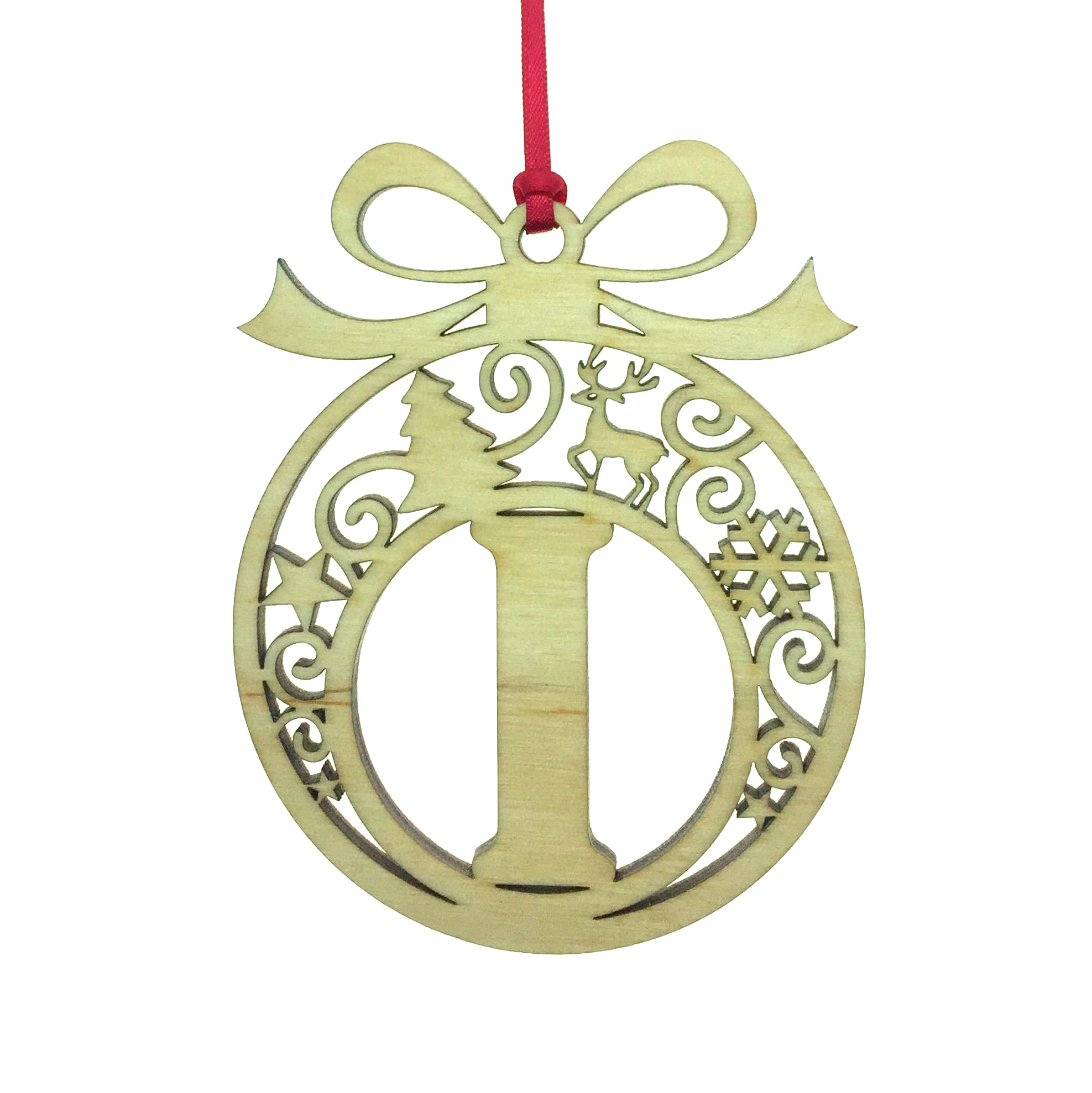 Personalised Christmas tree bauble decoration pendant ornament: Letter I — image 1