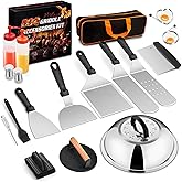 18Pcs Griddle Accessories Kit for Blackstone, Joyfair Flattop Grilling Accessory Set with Smash Burger Press, Stainless Steel Spatula Tools with Basting Cover for Outdoor BBQ Cooking (PP Handles)