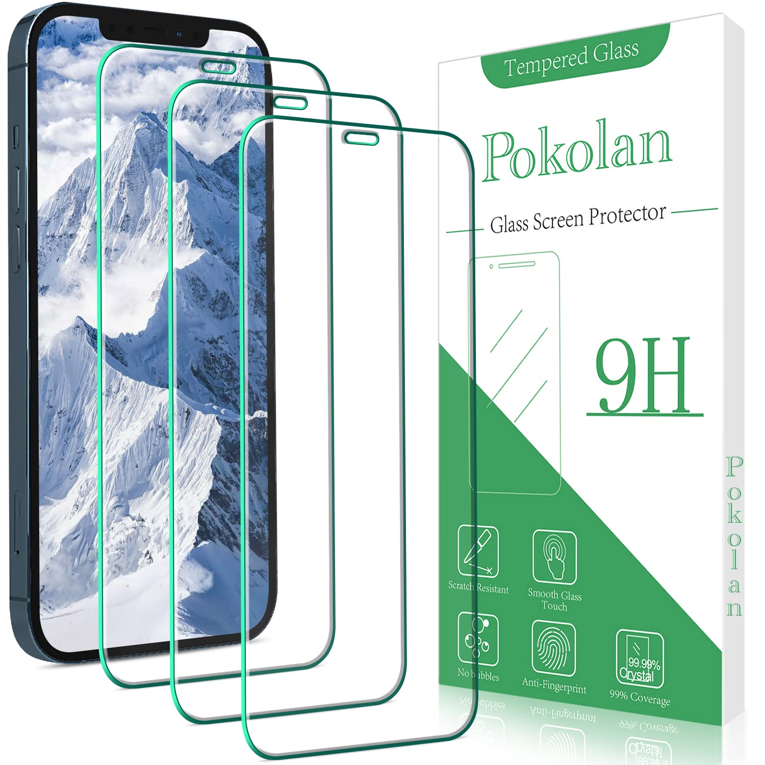 Pokolan 3 Pack Screen Protector for iPhone 12 Mini Tempered Glass, 9H Hardness, Case Friendly, Bubble Free, Anti Scratch, Easy to Install