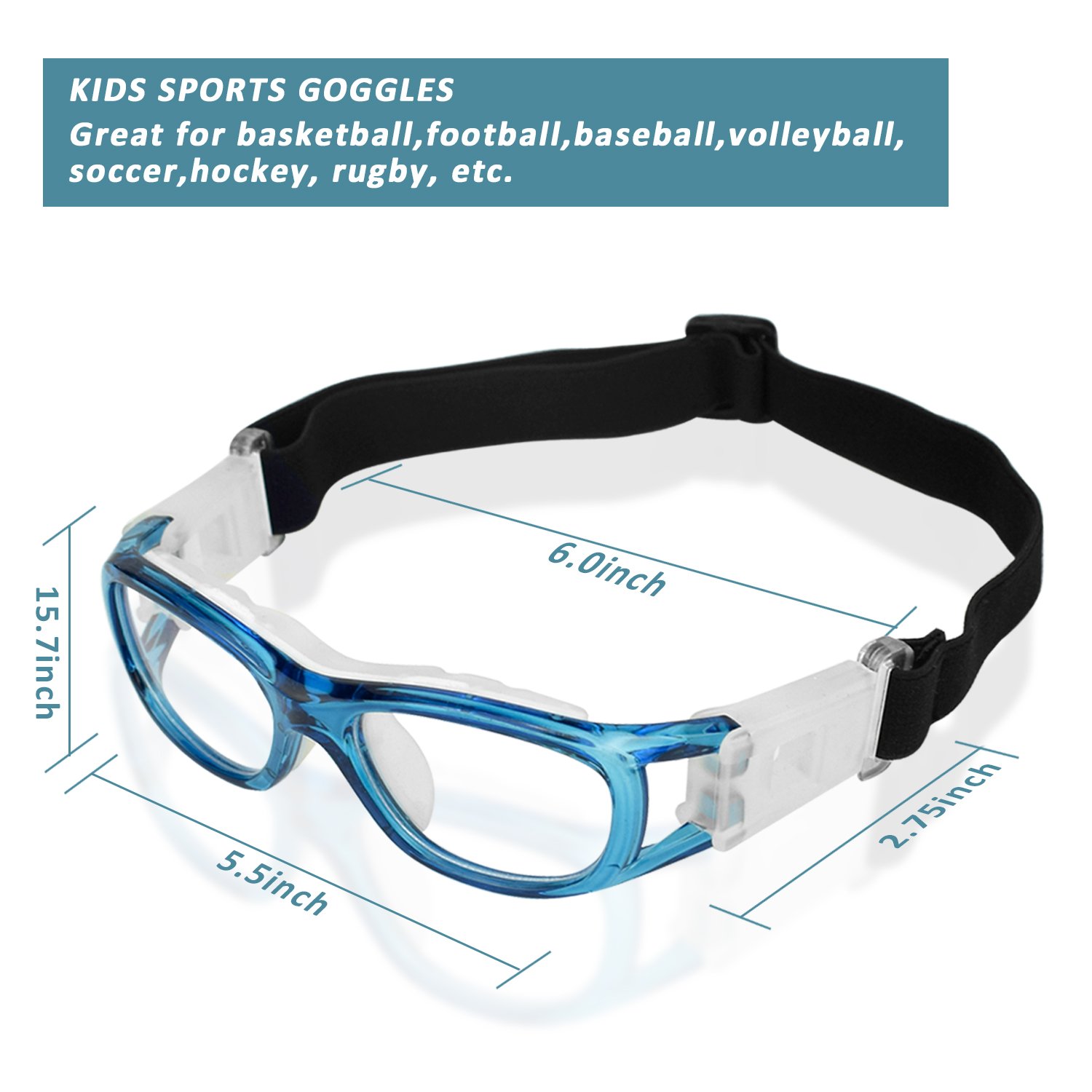 Elemart(TM 2 PCS Kids Sport Glasses Adjustable AntiFog Protective