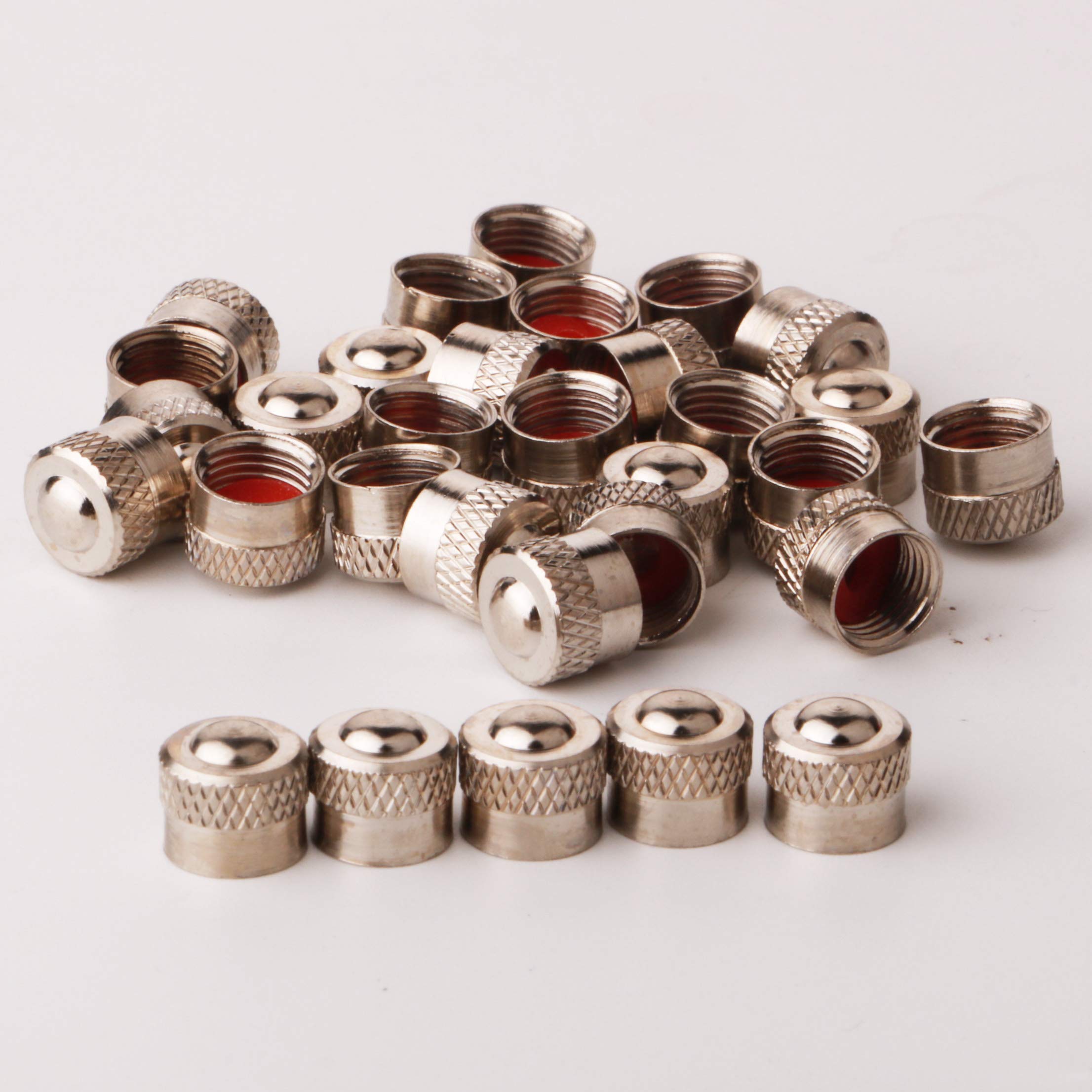 RUNCCI-YUN 30Pcs Car Motorcycle Bicycle Tyre Valve Dust Caps (Silver)